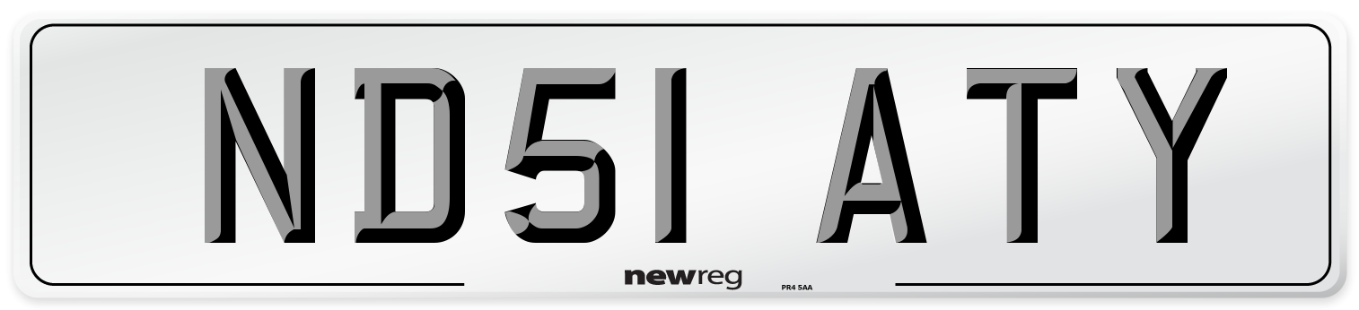 ND51 ATY Number Plate from New Reg